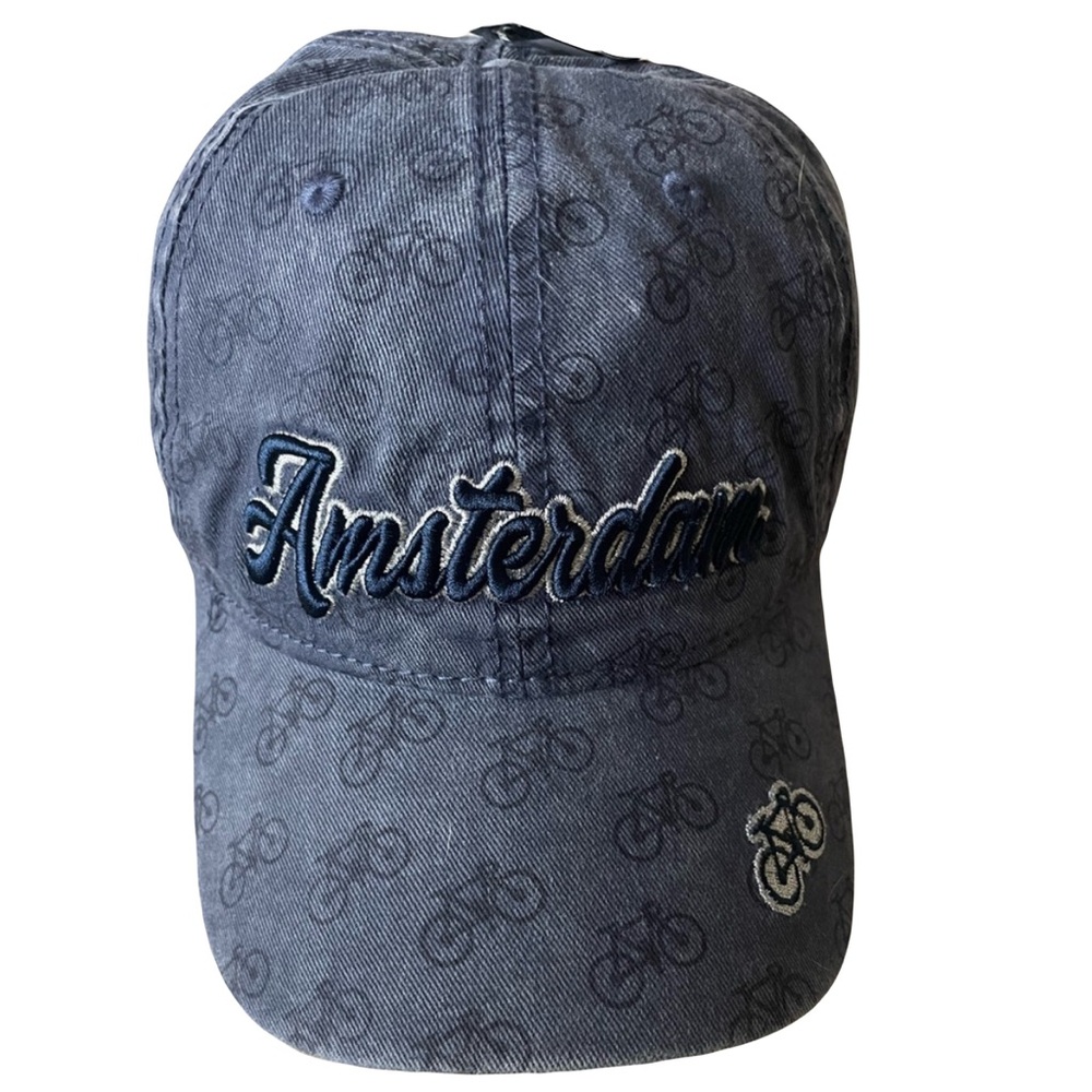 NWT Amsterdam Embroidered Blue hat.‎ Bicycles.Travel. adjustable. One size.